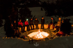 feu de bois sous la neige